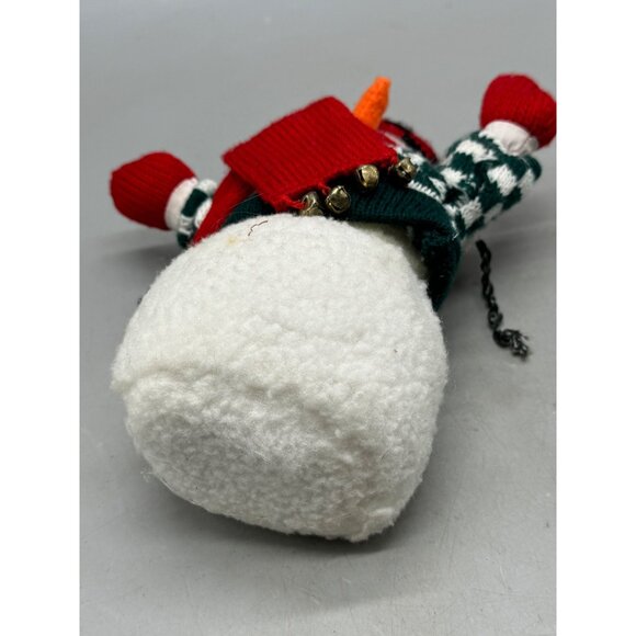 Decorative Snowman Plush With Red Scarf & earmuff Hat cheeker bells stand READ - Picture 5 of 6